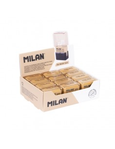 Milan Master Gum Expositor con 12 Gomas para Bellas Artes - Funda Rigida - Miga de Pan - Caucho Sintetico - Color Marron