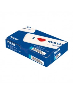 Milan 4806 Gomas de Borrar Biseladas - Miga de Pan - Caucho Sintetico - Envueltas Individualmente - Gigantes - Color Blanco