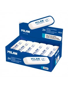 Milan 4824 Gomas de Borrar Biseladas - Miga de Pan - Caucho Sintetico - Flexible - Color Blanco