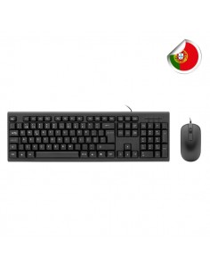 Coolbox COO-KTR-02UIT Pack USB Teclado 105 Teclas - QWERTY Portugues-Raton 3 Botones - Uso Ambidiestro - Color Negro
