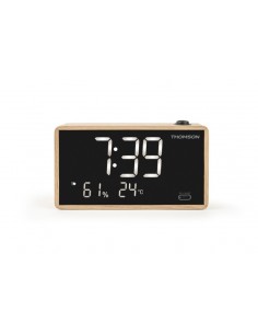 Thomson Radio Reloj Despertador con Proyeccion - Doble Alarma - Angulo Proyeccion Ajustable - Atenuador de Luz - Color Negro