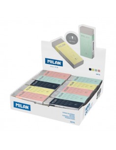 Milan Nata 320 Silver Expositor con 20 Gomas de Borrar - Color Plata