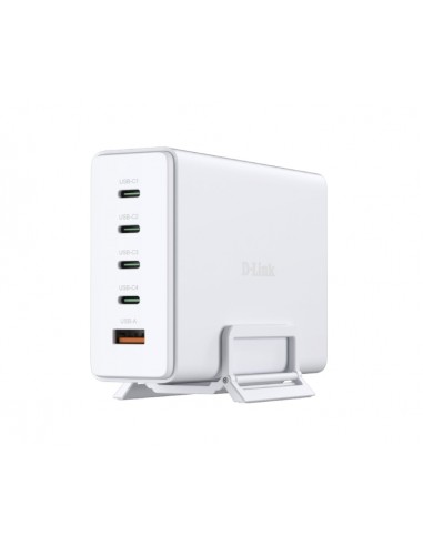 D-Link Cargador de Pared GaN de 240W - 4 USB-C y 1 USB-A - QC 4.0 - Color Blanco