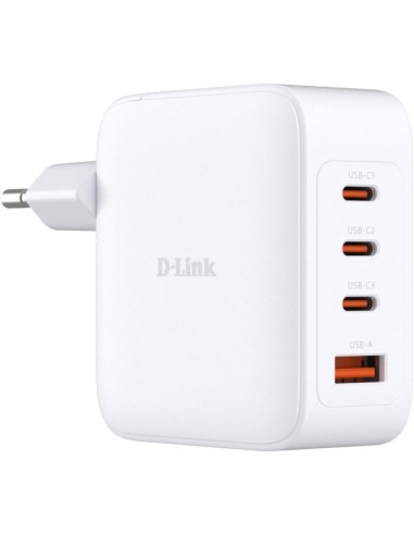 D-Link Cargador de Pared GaN de 100W - 3 USB-C y 1 USB-A - Color Blanco