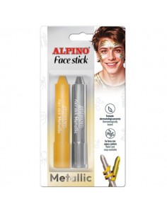 Alpino Fiesta Face Stick Pack con 2 Barritas de Pintura Facial - Sistema Retractil Giratorio - Se Lava con Agua - Testado
