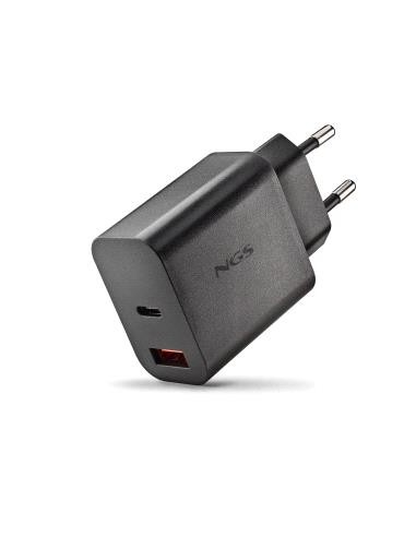 NGS ERA 20W Cargador de Pared Ultrarrapido GaN - 1 USB-C y 1 USB-A - Color Negro
