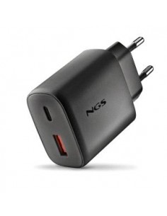 NGS ERA 45W Cargador de Pared Ultrarrapido GaN - 1 USB-C y 1 USB-A - Color Negro