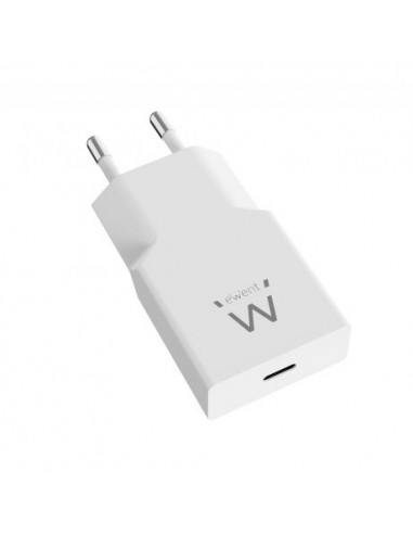 Ewent EW1310 Cargador GAN 20W - USB-C - Carga Rapida - Alta Eficencia - Color Blanco