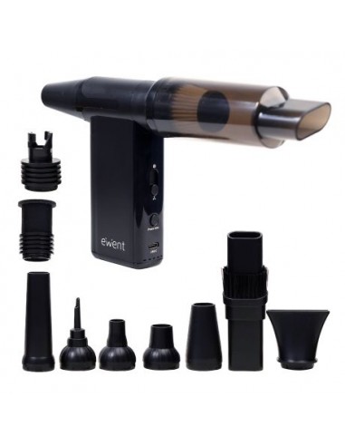 Ewent Pistola de Aire Comprimido - Aspirador-Bomba de Vacio e Inflador - 8 Velocidades -180000 RPM-- Bateria de 8000mah -