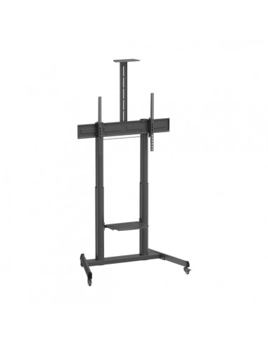 Aisens Soporte de Suelo ECO con Ruedas y Manivela - Bandeja para DVD y Soporte de Camara para Monitor TV - Hasta 120Kg - De