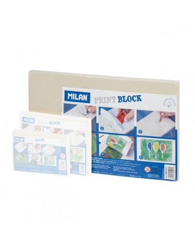 Milan Print Block Plancha de Grabado - Formato L - 15x30x0.9cm - Color Blanco