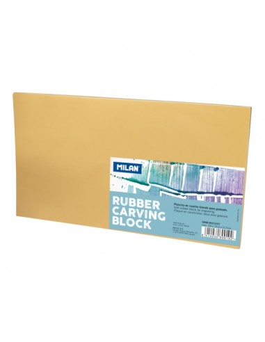 Milan Rubber Carving Block Plancha de Grabado - Caucho Suave - Formato L - 28x15.5x0.7cm - Color Marron