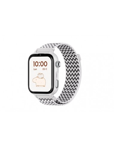 Savefamily Reloj Inteligente Infantil SaveWatch Plus 2 - Pantalla Amoled - Carcasa Blanca - Correa Tela ZigZag