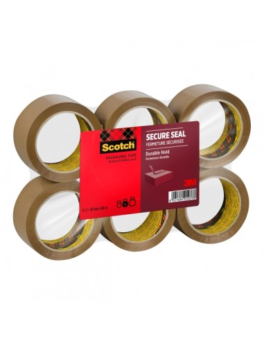 Scotch Pack de 6 Precintos de Embalaje - 50mm x 66m - Sellado Seguro - Color Marron