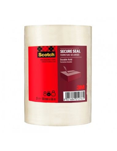 Scotch Pack de 3 Precintos de Embalaje - 50mm x 66m - Sellado Seguro - Color Transparente