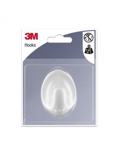 3M Gancho Adhesivo Ovalado - Grande - Soporta hasta 1.2kg - Color Blanco