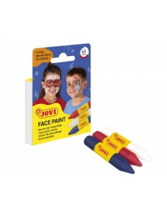 Jovi Face Paint Adventure Pack de 3 Barras de Maquillaje - Para todo Tipo de Pieles - Se Limpia Facilmente - Colores Blanco