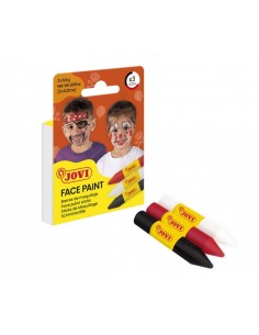Jovi Face Paint Scary Pack de 3 Barras de Maquillaje - Para todo Tipo de Pieles - Se Limpia Facilmente - Colores Blanco-Rojo
