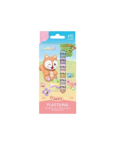 Jovi Kawaii Pack con 10 Barras de Plastilina 15gr - Muy Moldeable - No se Seca - Colores Surtidos