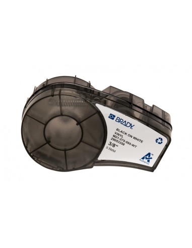 Brady M21-375-595-WT Cinta de Etiquetas Original Vinilo - Texto Negro sobre Fondo Blanco - Ancho 9 53mm x 6 40m
