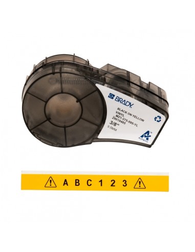 Brady M21-375-595-YL Cinta de Etiquetas Original Vinilo - Texto Negro sobre Fondo Amarillo - Ancho 9.53mm x 6 40m