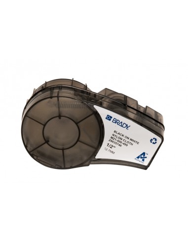 Brady M21-500-499 Cinta de Etiquetas Original Tela de Nylon - Texto Negro sobre Fondo Blanco - Ancho 12 70mm x 4 88m
