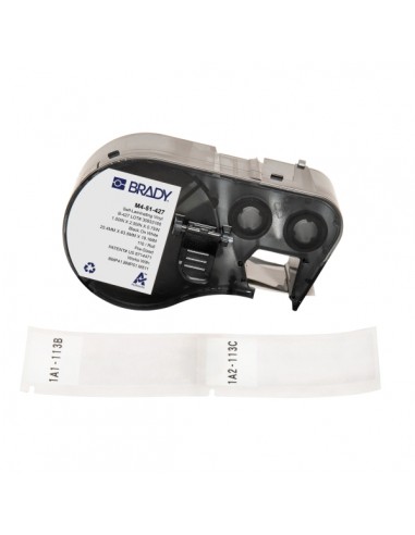 Brady M4-51-427 Cinta de Etiquetas Original Vinilo Autolaminable - Texto Negro sobre Fondo Blanco - Ancho 25 40mm x Alto
