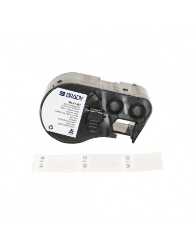 Brady M4-91-427 Cinta de Etiquetas Original Vinilo Autolaminable - Texto Negro sobre Fondo Blanco - Ancho 25 40mm x Alto