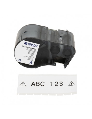 Brady M5C-1500-595-WT-BK Cinta de Etiquetas Original Vinilo - Texto Negro sobre Fondo Blanco - Ancho 38 10mm x 7 62m