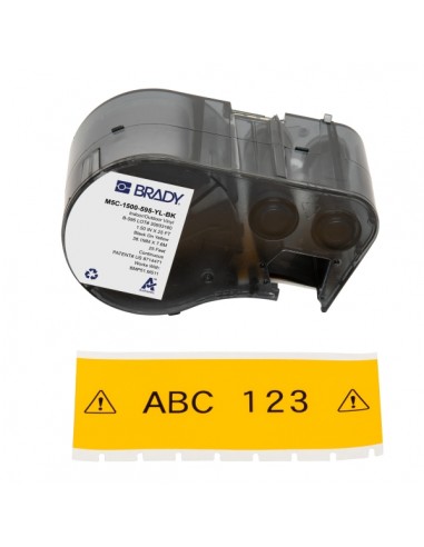 Brady M5C-1500-595-YL-BK Cinta de Etiquetas Original Vinilo - Texto Negro sobre Fondo Amarillo - Ancho 38 10mm x 7 62m