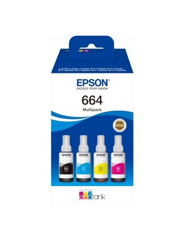 Epson 664 Pack de 4 Botellas de Tinta Originales C13T664640