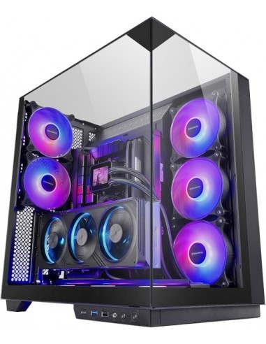 Mars Gaming MC-3GF Caja Torre ATX - 2 Ventiladores ARGB Traseros Preinstalados - Triple Cristal Templado - Montaje Vertical