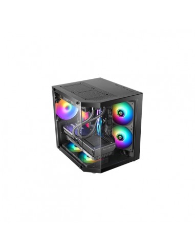 Mars Gaming MC-3TLITE Minitorre Ultracompacta - Ventilador de 120mm FRGB Integrado - Triple Cristal Templado - Soporte