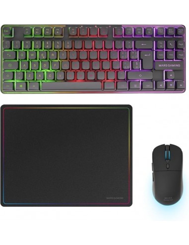 Mars Gaming MCPWTKL Combo Pack Gaming 3en1 - Teclado Hibrido H-Mech Formato TKL - Disposicion Italiana QWERTY IT - Raton