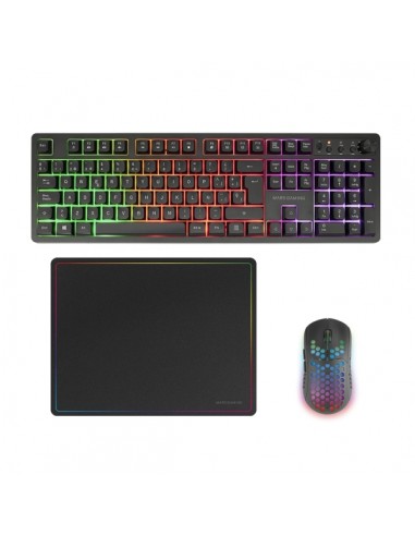 Mars Gaming MCPWX Combo Pack Gaming 3en1 - Teclado Hibrido H-Mech - Disposicion QWERTY ES - Raton 3200dpi - Switches HUANO -