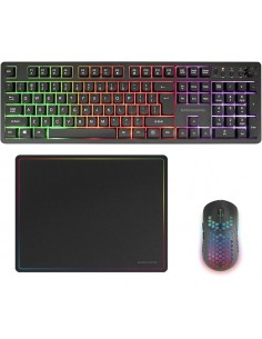 Mars Gaming MCPWX Combo Pack Gaming 3en1 - Teclado Hibrido H-Mech - Disposicion Internacional QWERTY US - Raton 3200dpi -