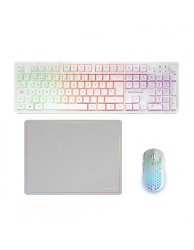 Mars Gaming MCPWX Combo Pack Gaming 3en1 - Teclado Hibrido H-Mech - Disposicion QWERTY ES - Raton 3200dpi - Switches HUANO -