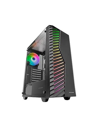 Mars Gaming MC-VOLT Caja Torre ATX - Ventilador ARGB de 120mm - Ventana Lateral de Cristal Templado - Rejilla Frontal ARGB -