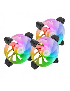 Mars Gaming MF-3AR Pack de 3 Ventiladores de 120mm FDB - Iluminacion ARGB 360Â-- Aspas Invertidas - Silencioso 14dB -
