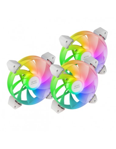 Mars Gaming MF-3AR Pack de 3 Ventiladores de 120mm FDB - Iluminacion ARGB 360Â-- Aspas Invertidas - Silencioso 14dB -