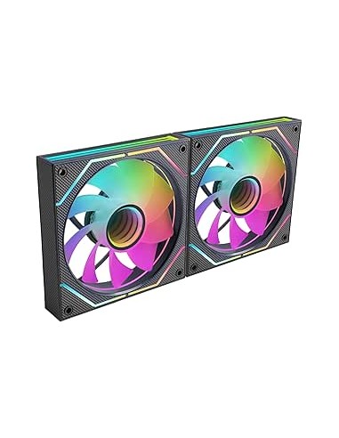 Mars Gaming MF-3DPROX2R Pack de 2 Ventiladores de 120mm - Iluminacion ARGB Infinity Mirror 360Â-- Silencioso 12dB -