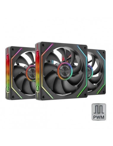 Mars Gaming MF-LINKFINITYKIT2 Pack de 3 Ventiladores de 120mm - Iluminacion ARGB Infinity Mirror - Silencioso 12dB - Modular
