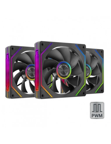 Mars Gaming MF-LINKFINITYKIT2R Pack de 3 Ventiladores de 120mm - Iluminacion ARGB Infinity Mirror - Silencioso 12dB - Modular