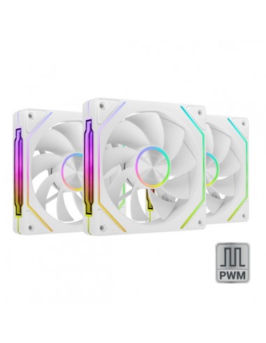 Mars Gaming MF-LINKFINITYKIT2R Pack de 3 Ventiladores de 120mm - Iluminacion ARGB Infinity Mirror - Silencioso 12dB - Modular