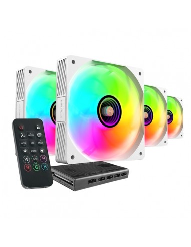 Mars Gaming MF-SI4KIT Pack de 4 Ventiladores de 120mm - Iluminacion ARGB Infinity Mirror - Silencioso 14dB - Mando a