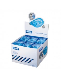 Milan Expositor con 36 Cintas Correctoras - 5mm x 8m - Color Azul