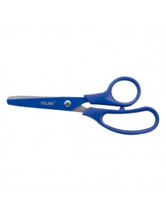 Milan Basic Colours Tijeras de 13.4cm - Mango Ergonomico - Punta Redondeada - Hoja de Acero Inoxidable - Color Azul