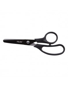 Milan Basic Colours Tijeras de 13.4cm - Mango Ergonomico - Punta Redondeada - Hoja de Acero Inoxidable - Color Negro