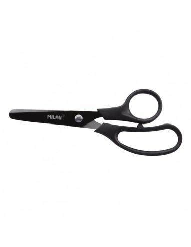 Milan Basic Colours Tijeras de 13.4cm - Mango Ergonomico - Punta Redondeada - Hoja de Acero Inoxidable - Color Negro