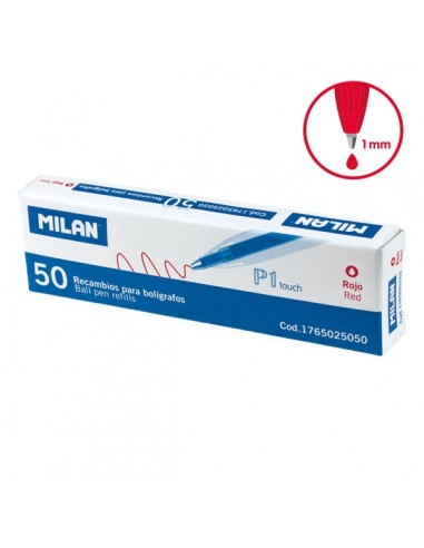 Milan P1 Touch Pack de 50 Recambios - Punta de 1mm - Color Rojo